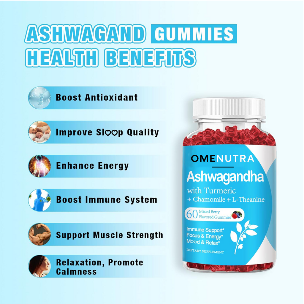 Ashwagandha Calm Gummies – Stress Relief, Mood Support & Relaxation (60ct)
