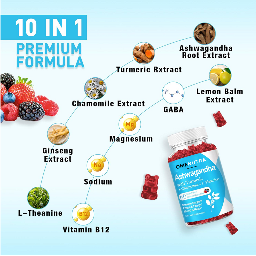 Ashwagandha Calm Gummies – Stress Relief, Mood Support & Relaxation (60ct)